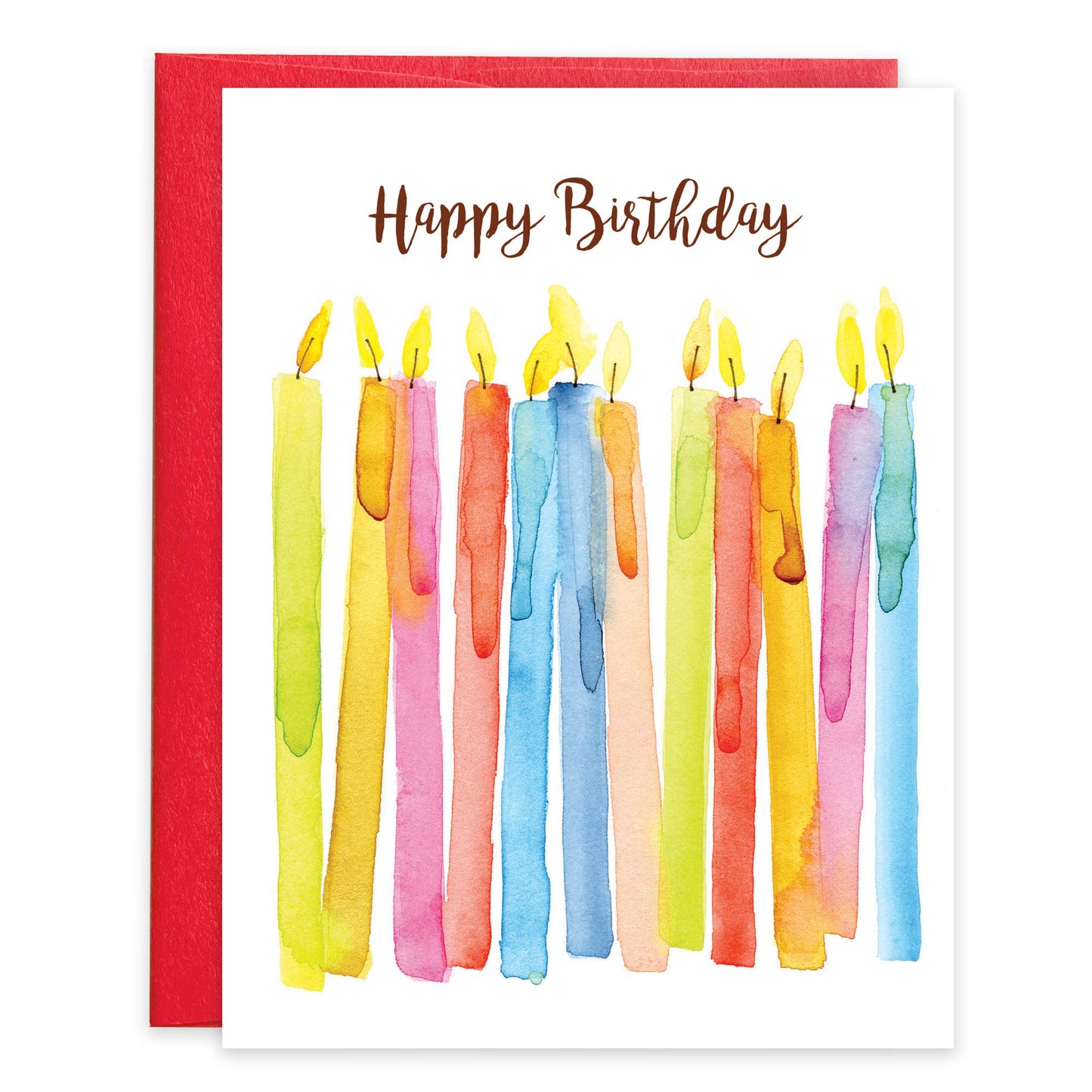 Birthday Greeting Card - Watercolor Candles