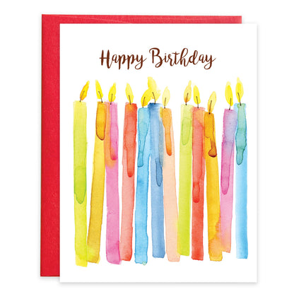 Birthday Greeting Card - Watercolor Candles