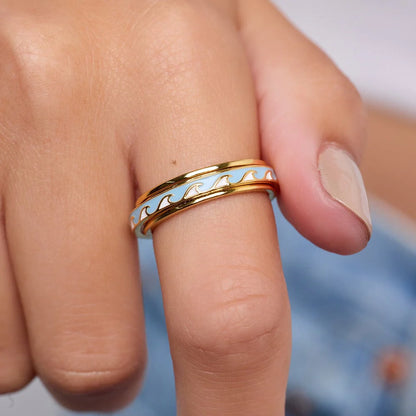 Enamel Wave Fidget Band Ring by Pura Vida