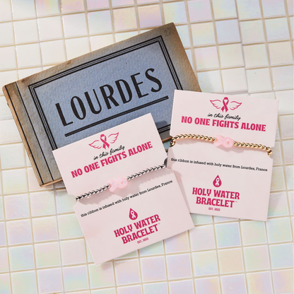 Holy Water Bracelet - Holy Water Pink Ribbon Awareness Bracelet In Crystal Pearl