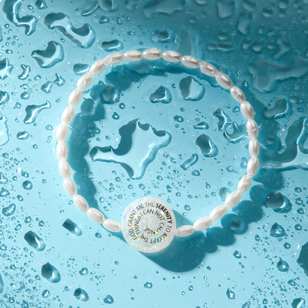 Holy Water Bracelet - HOLY WATER SERENITY PRAYER BRACELET: Crystal Pearl