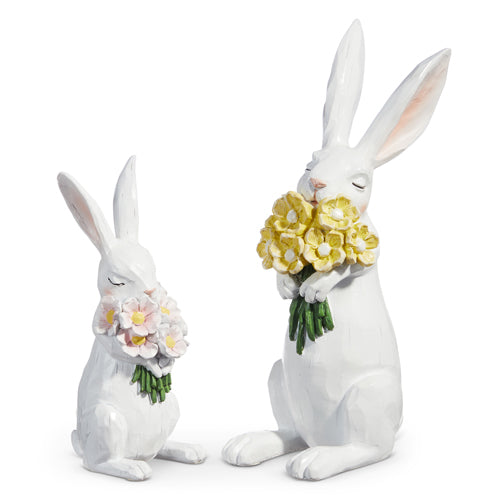 A Pair of Bunnies with flowers
