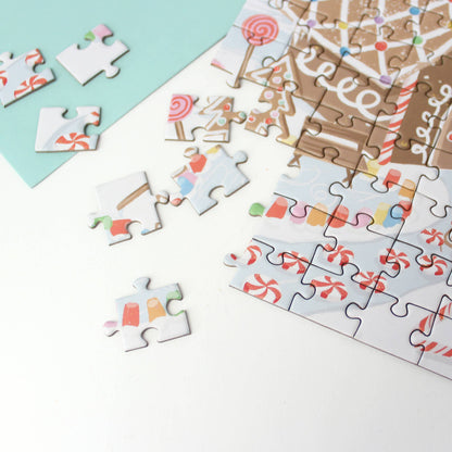 Inklings Paperie - Puzzle Greeting Card - Gingerbread House