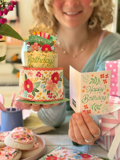 Mini Blooming Birthday Cake Pop-up Greeting Card