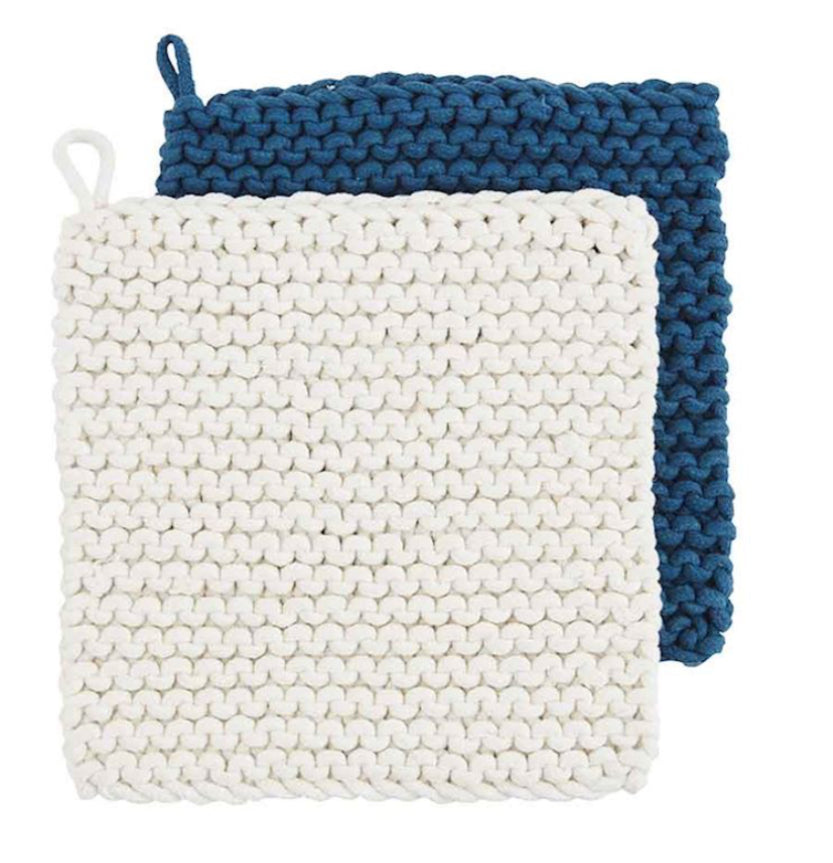 Navy Blue Crochet Potholder set