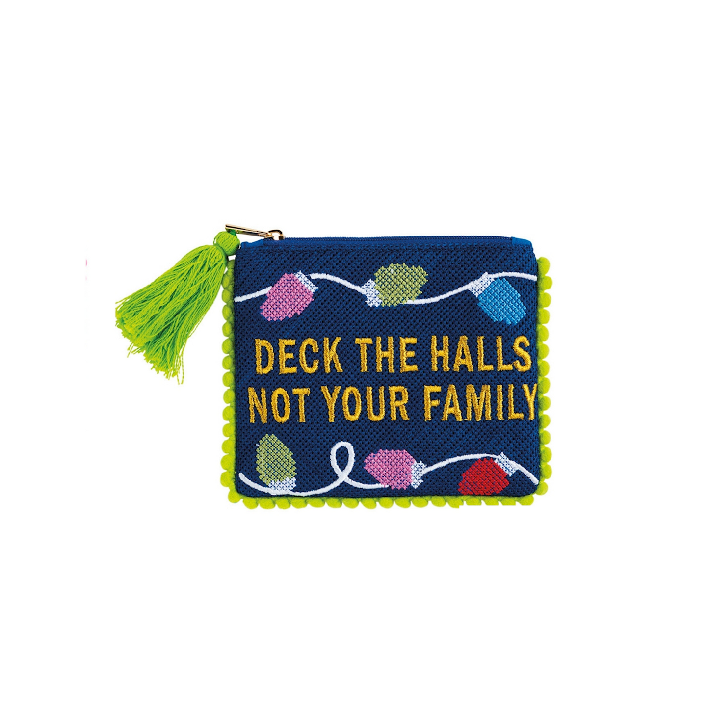 Needlepoint Coin Purse with Pom Pom Trim