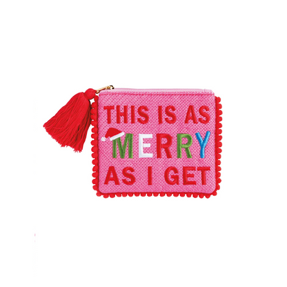 Needlepoint Coin Purse with Pom Pom Trim
