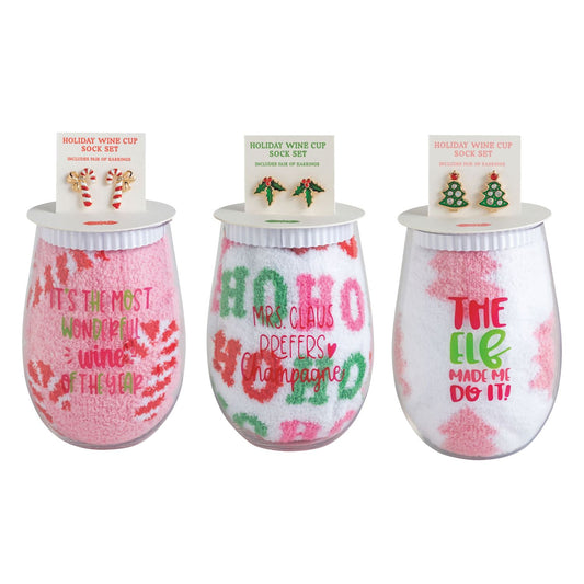 Wine Glass With Sock Combo Gift