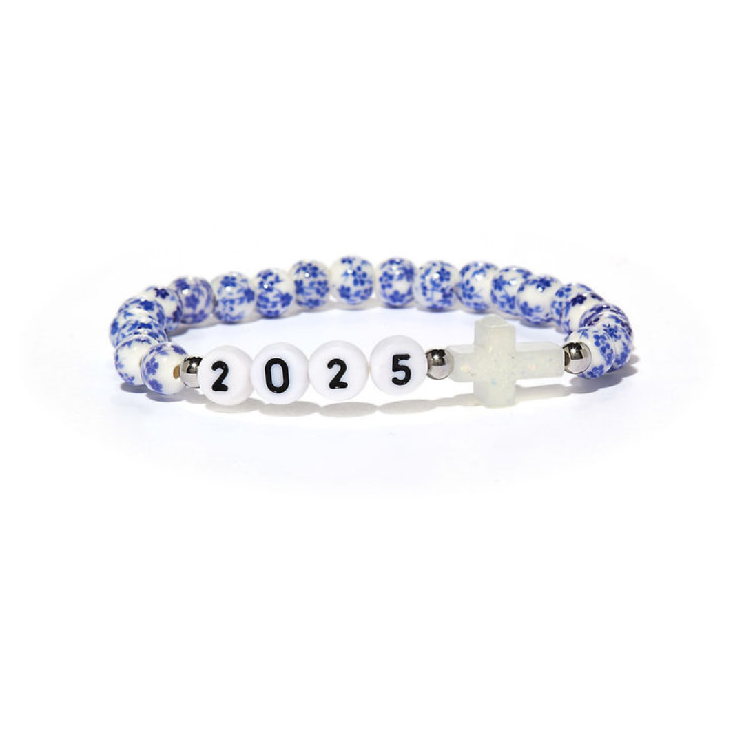 Holy Water Bracelet - HOLY WATER 2025 GRAD BRACELET IN BLUE PORCELAIN: Stainless Steel
