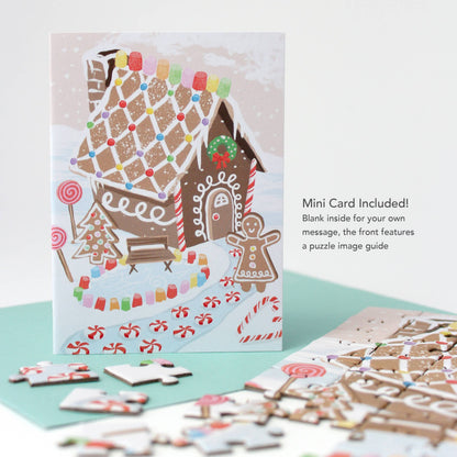 Inklings Paperie - Puzzle Greeting Card - Gingerbread House