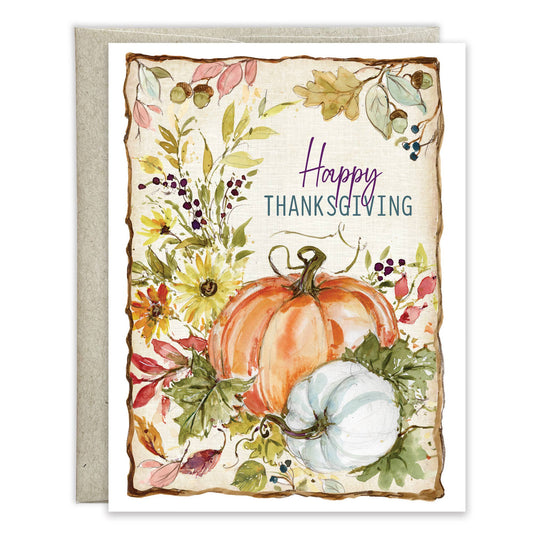 Thanksgiving Greeting Card - Pumpkin Botanical