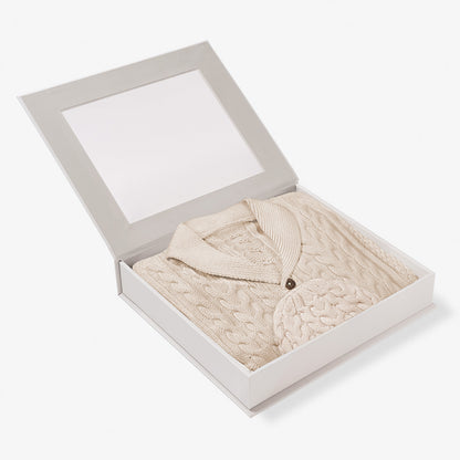 Horseshoe Cable Knit Cardigan & Hat Baby Boxed Gift Set