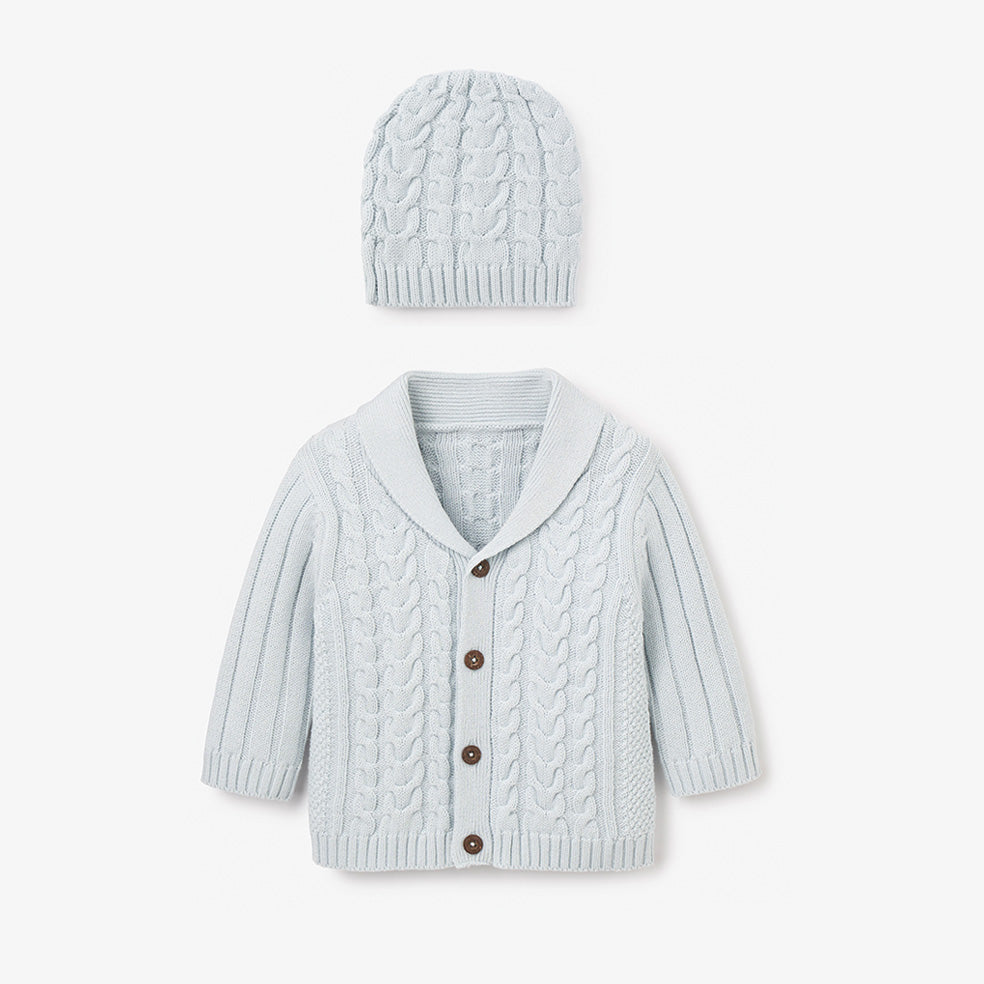 Horseshoe Cable Knit Cardigan & Hat Baby Boxed Gift Set