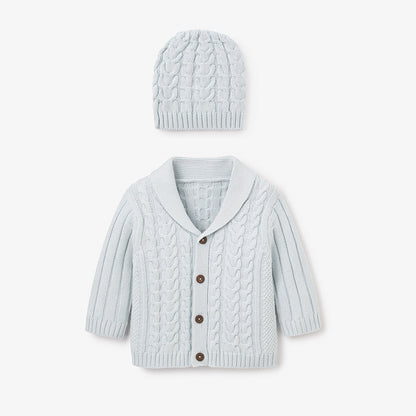 Horseshoe Cable Knit Cardigan & Hat Baby Boxed Gift Set