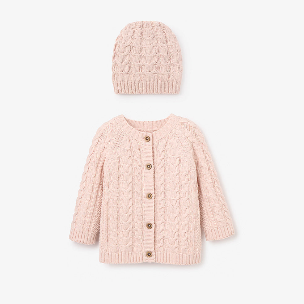 Horseshoe Cable Knit Cardigan & Hat Baby Boxed Gift Set