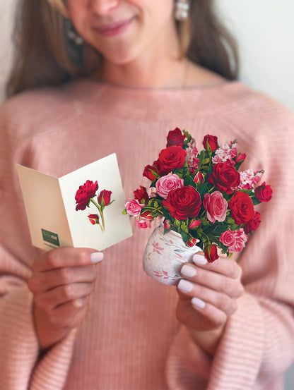 Mini Blooming Roses Pop-up Greeting Card