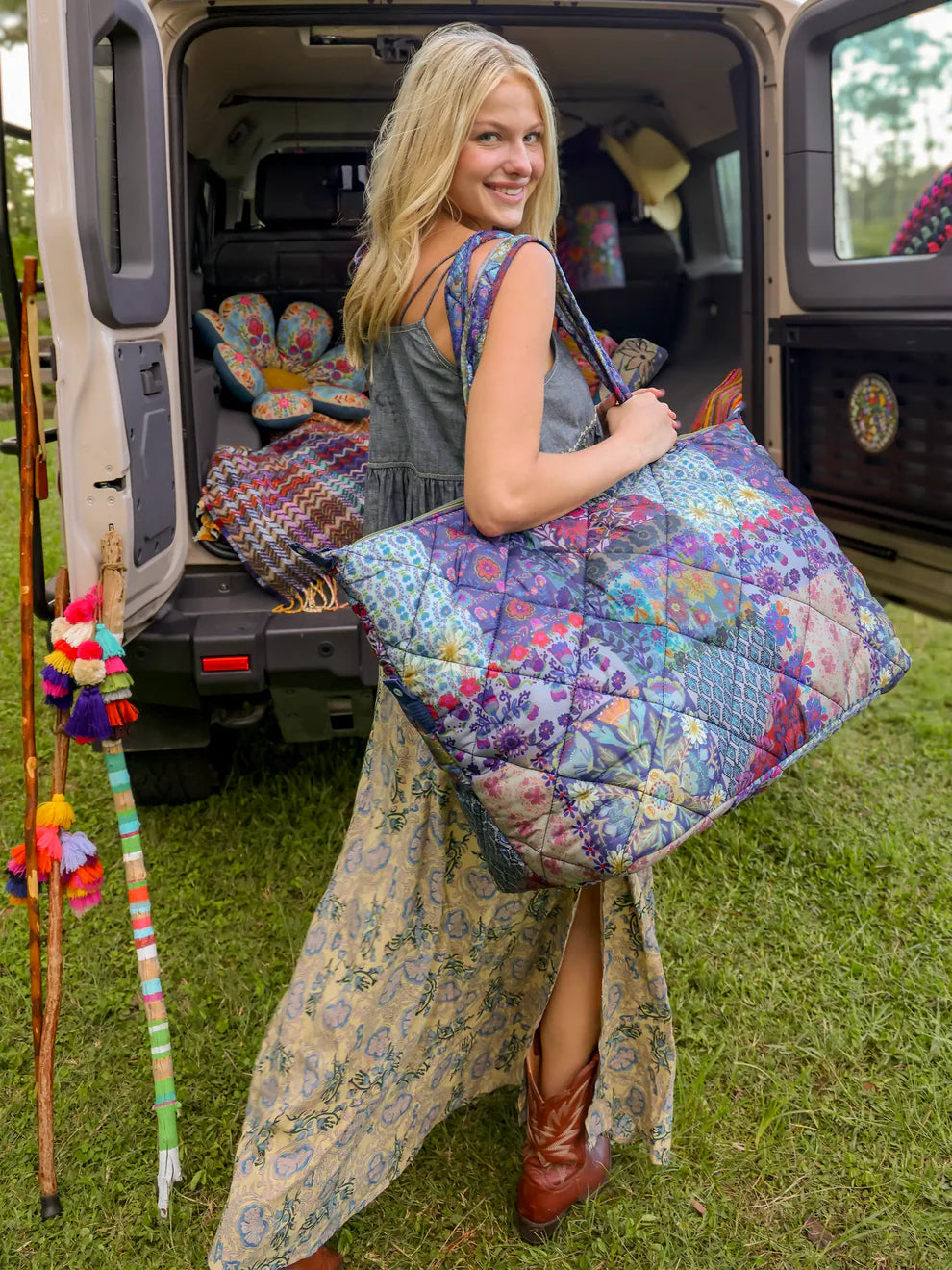 Puffy Weekender Bag - Rainbow Cream Floral