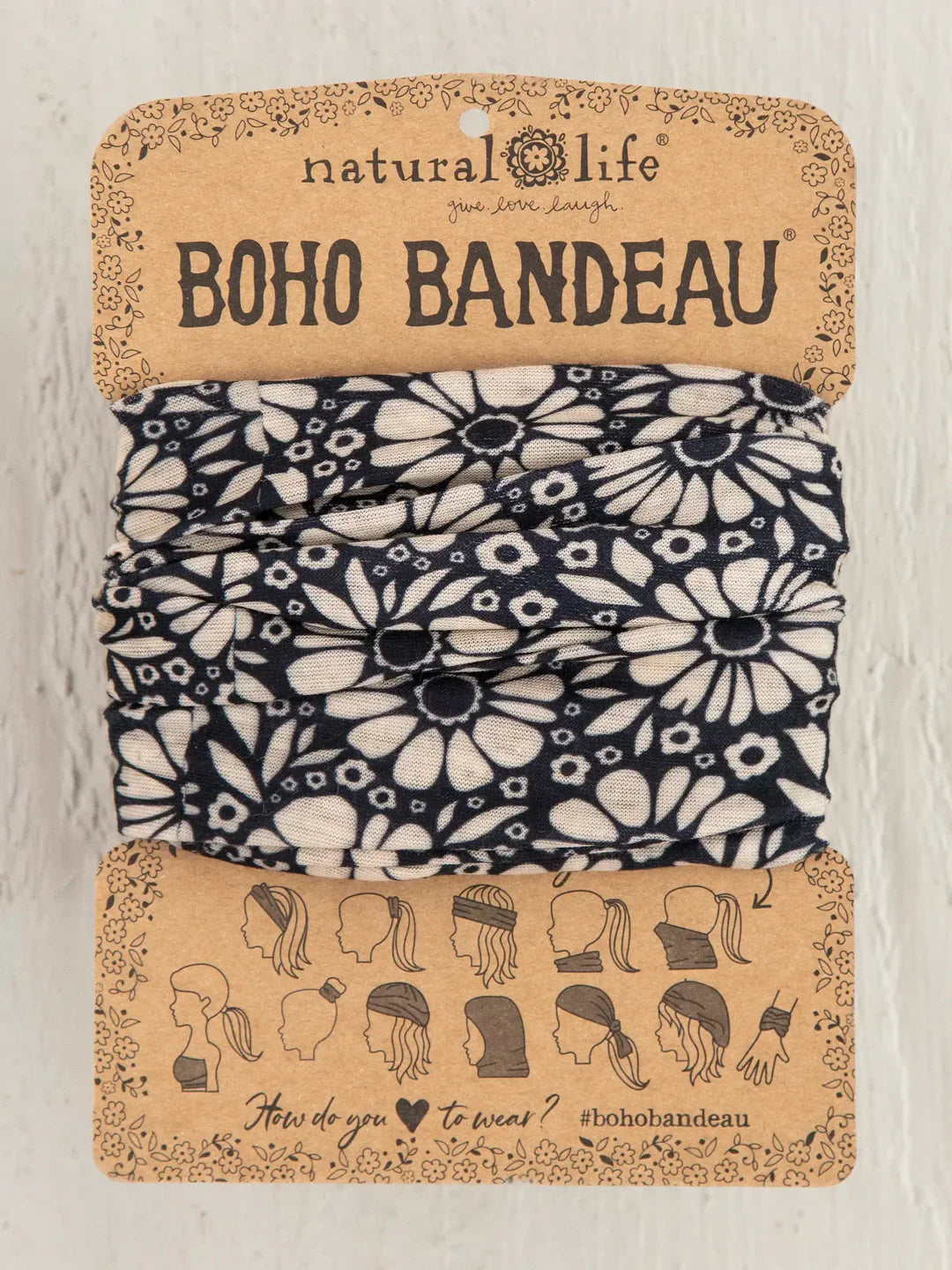 Black and White Daisies Boho Bandeau