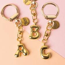 Gold Bubble Letter Keychain