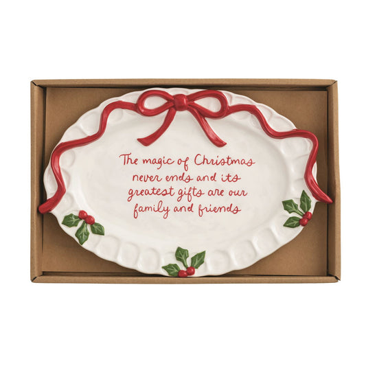Sentiment Plate with Red Bow Detail