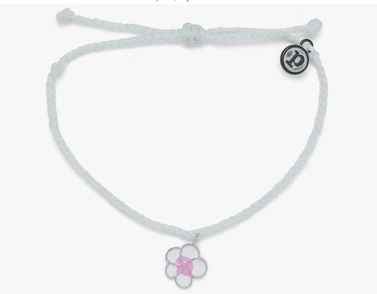 Plumeria Silver Charm Bracelet Pura Vida