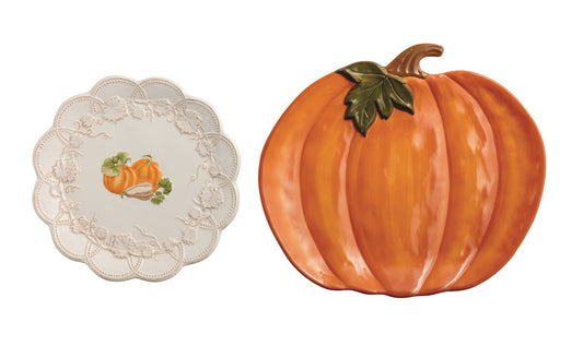 Nest of 2 Pumpkin Platters