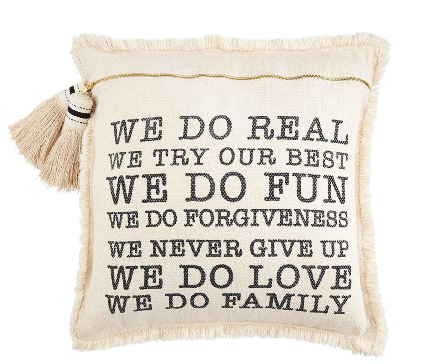 Family Rules Tassel Pillow