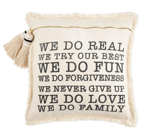 Family Rules Tassel Pillow