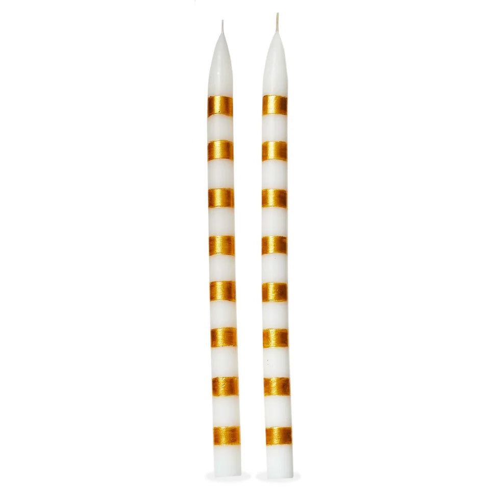 Gold Striped Tapers, Set of 2