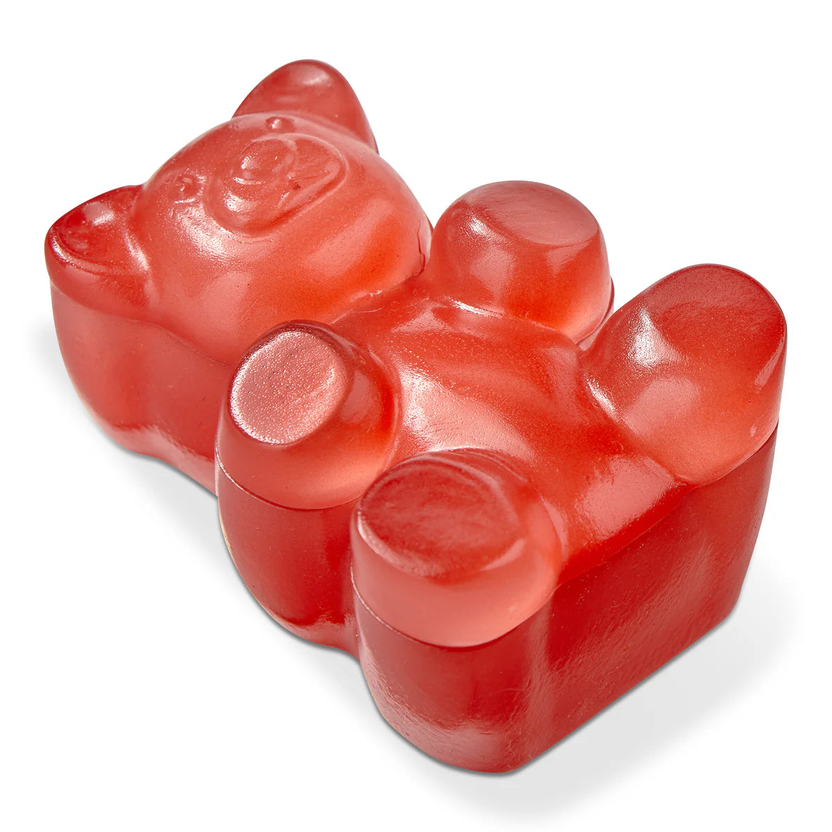 Red gummy bear on a white background