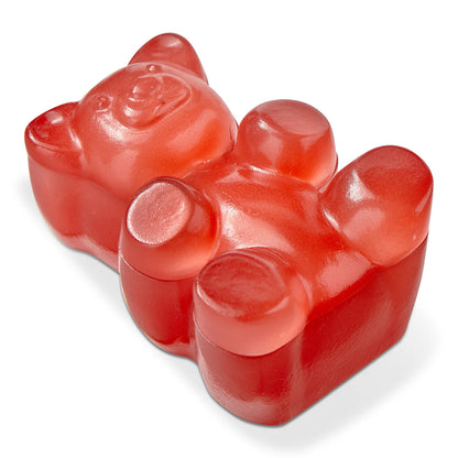 Red gummy bear on a white background