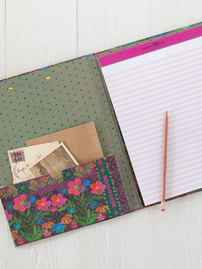 Clipfolio with Notepad - Teal Heart