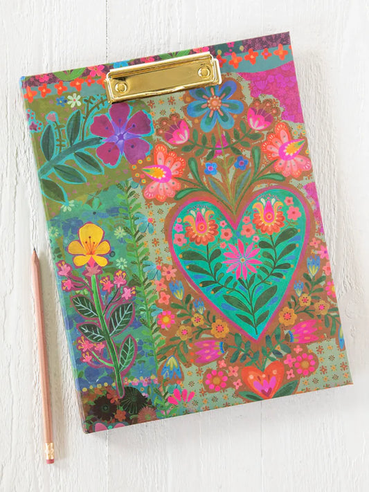 Clipfolio with Notepad - Teal Heart