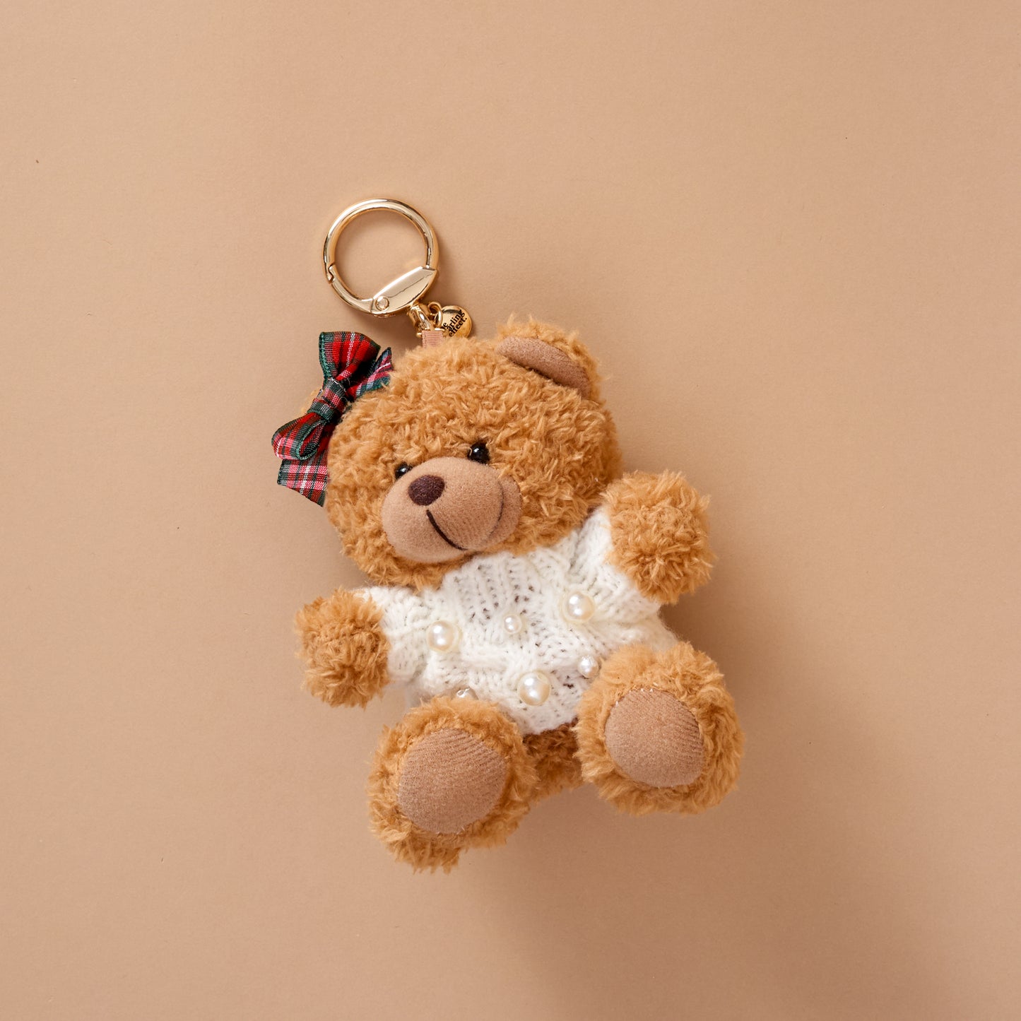 Teddy Bear Bag Charm-Pearls & Plaid