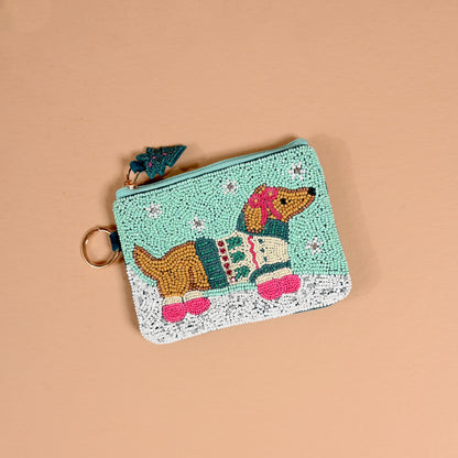 Handcrafted Beaded Pouch-Christmas Collection