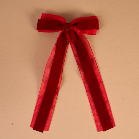 Double Take Hair Bow-Red Velvet