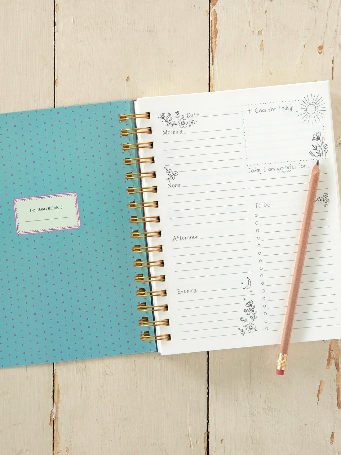 Blue Folk flower Planner, to do list