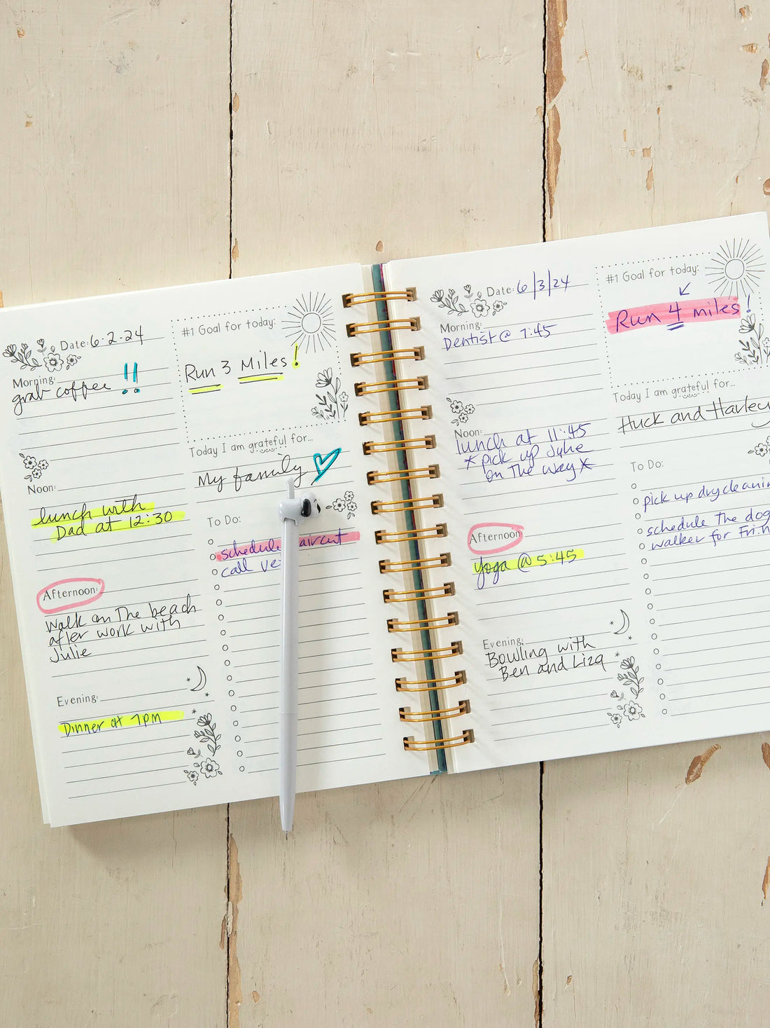 Blue Folk flower Planner, to do list