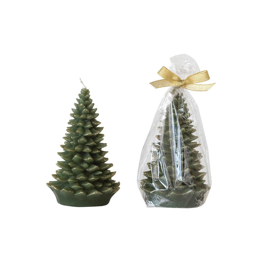 Gold Tipped Evergreen Candle