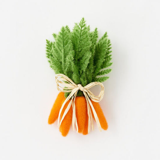 Cluster of flocked carrots