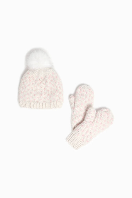 Mitten and Pom Pom Hat Set