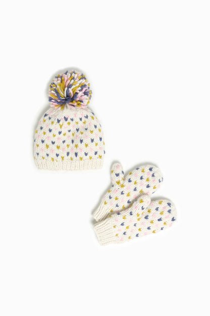 Mitten and Pom Pom Hat Set