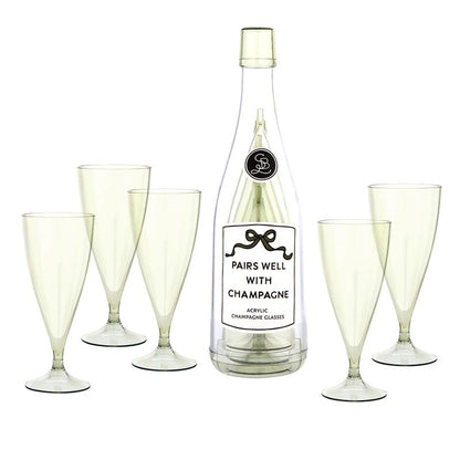 Acrylic Champagne Bottle + Glasses