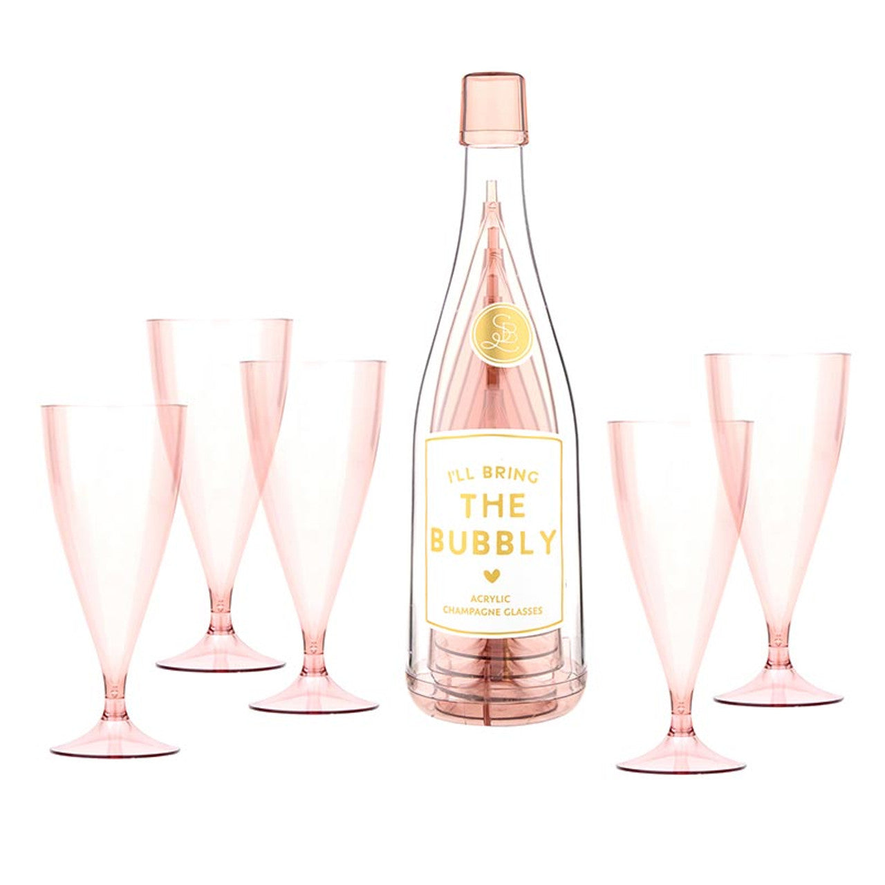 Pink Acrylic Champagne Bottle + Glasses