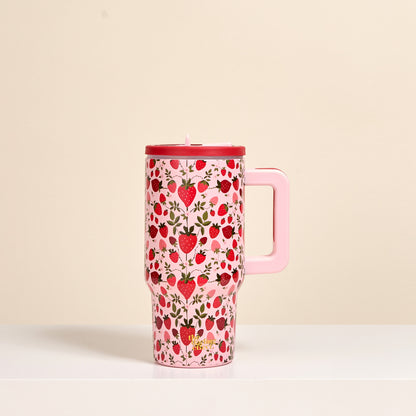 Flip Straw Tumbler-Strawberry Fields