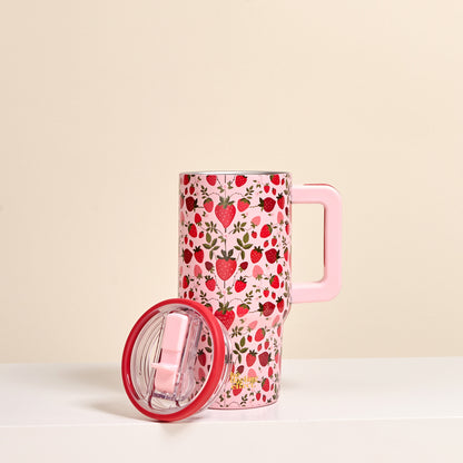 Flip Straw Tumbler-Strawberry Fields