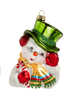 Santa or Snowman Blown Glass Ornament