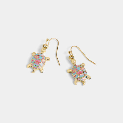 Whispers Turtle Friend Dangle Earrings - Gold