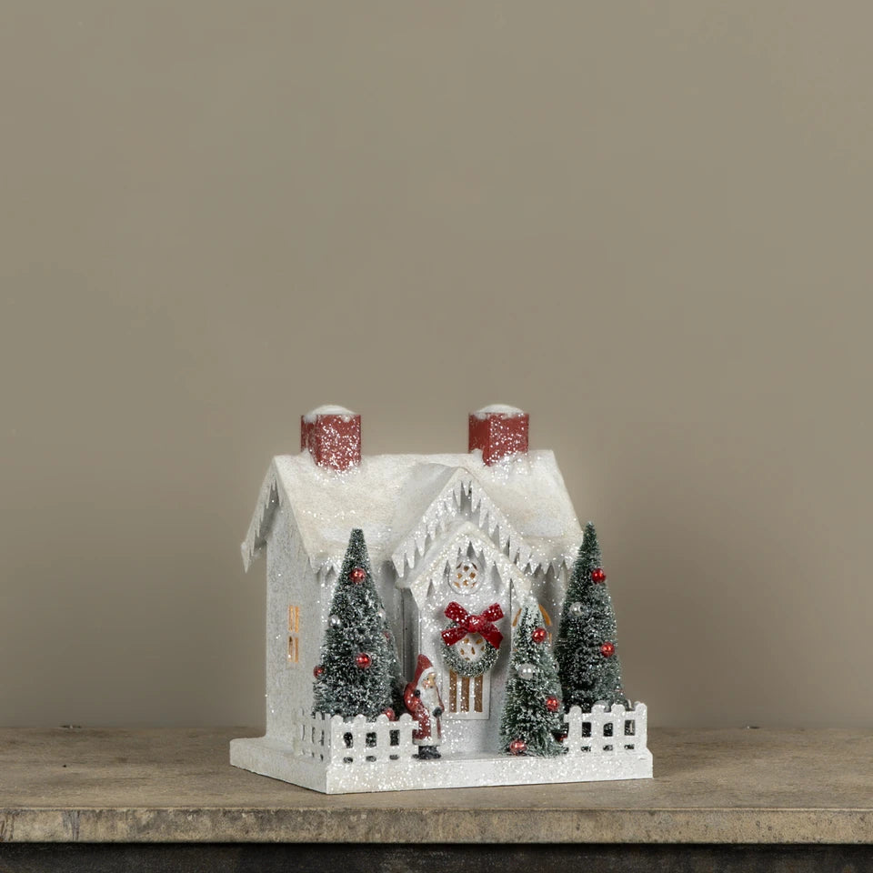 Lighted White Putz House