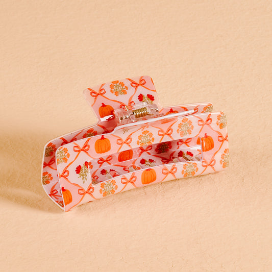 Patchwork Pumpkin Claw Clip